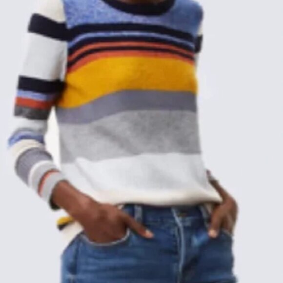 Ann Taylor LOFT Colorful Cotton Blend Striped Pullover Crewneck Sweater Size S - Picture 1 of 1